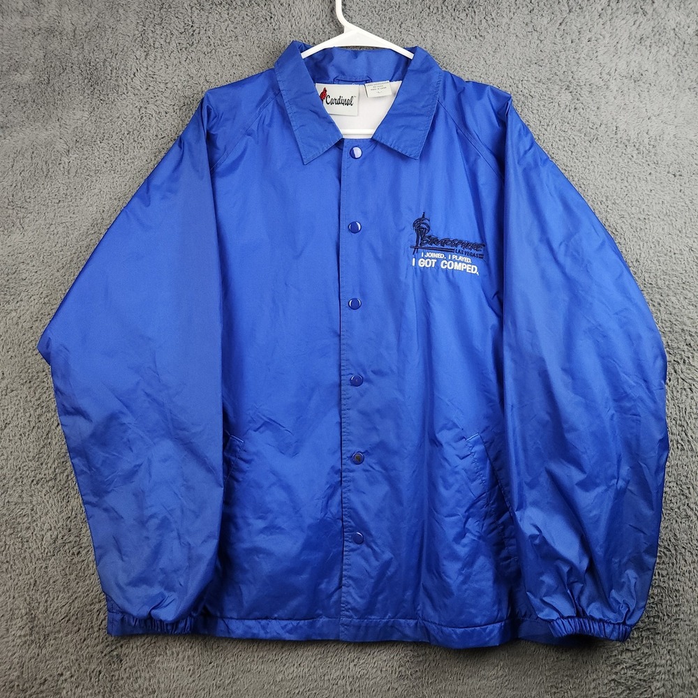 Vintage Cardinal Windbreaker Jacket Mens Large Lined Las Vegas Stratosphere Blue